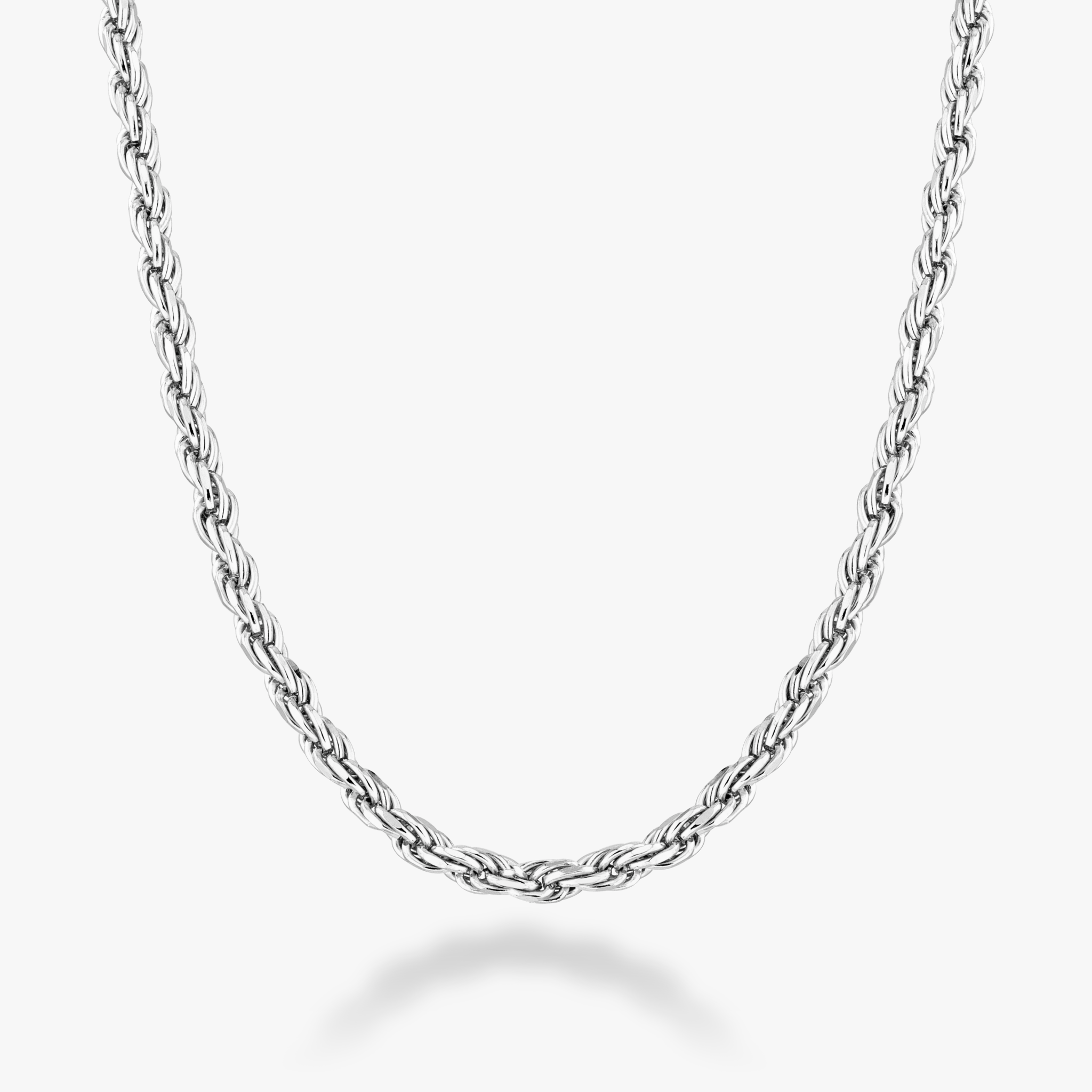 Rope Necklace in Sterling Silver, 2mm
