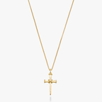 Rope Wrap Nail Cross Pendant Necklace in 18k gold over sterling silver