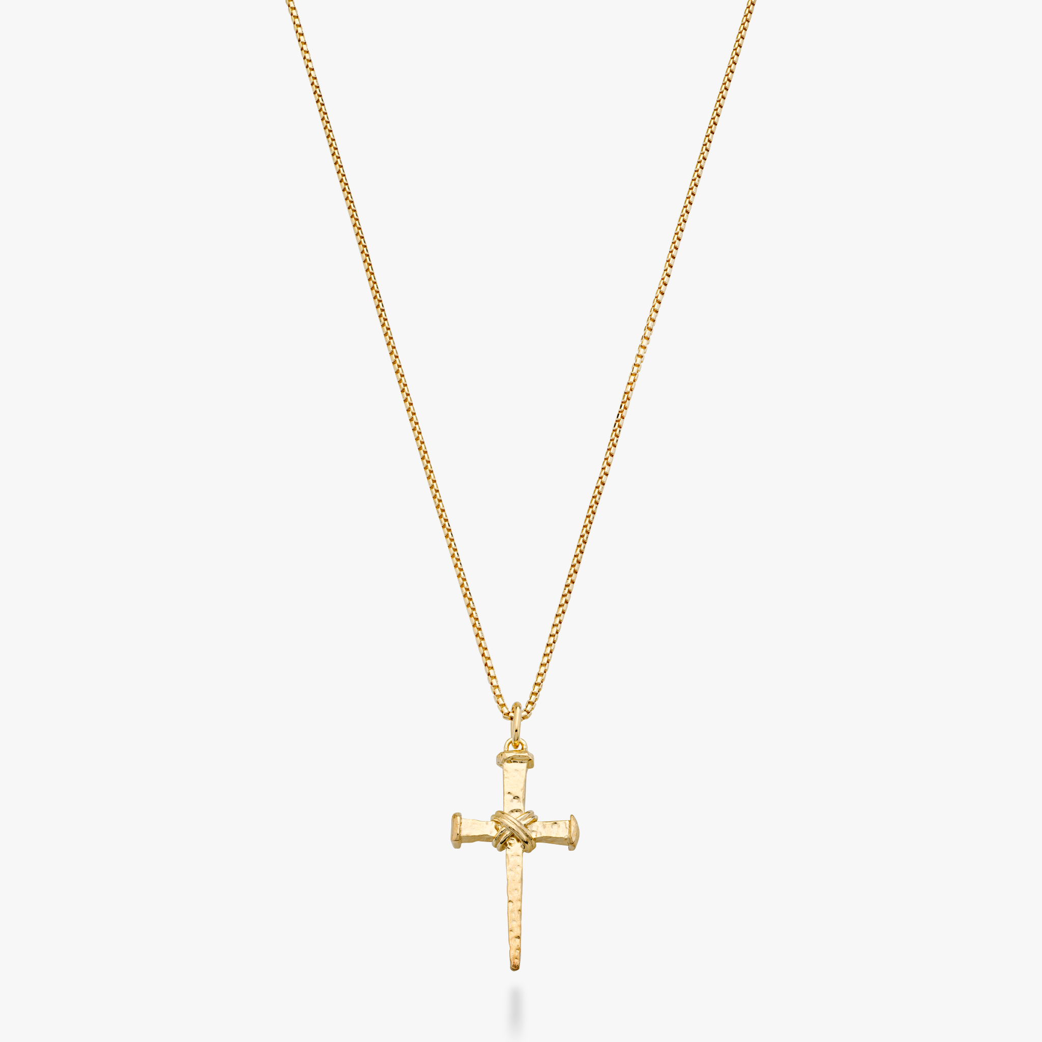 Rope Wrap Nail Cross Pendant Necklace in 18k gold over sterling silver