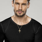 Rope Wrap Nail Cross Pendant Necklace in 18k gold over sterling silver