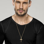 Rope Wrap Nail Cross Pendant Necklace in 18k gold over sterling silver