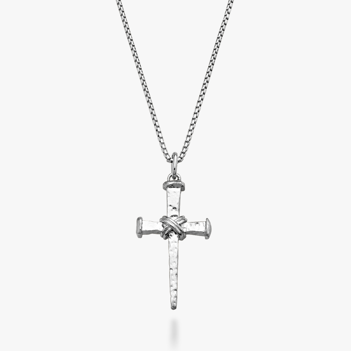 Rope Wrap Nail Cross Pendant Necklace in 925 Sterling Silver