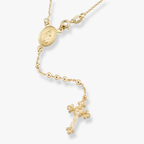 Rosary Beaded Cross Y Necklace in 18k gold over sterling silver