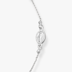 Rosary Sideways Cross Necklace in Sterling Silver