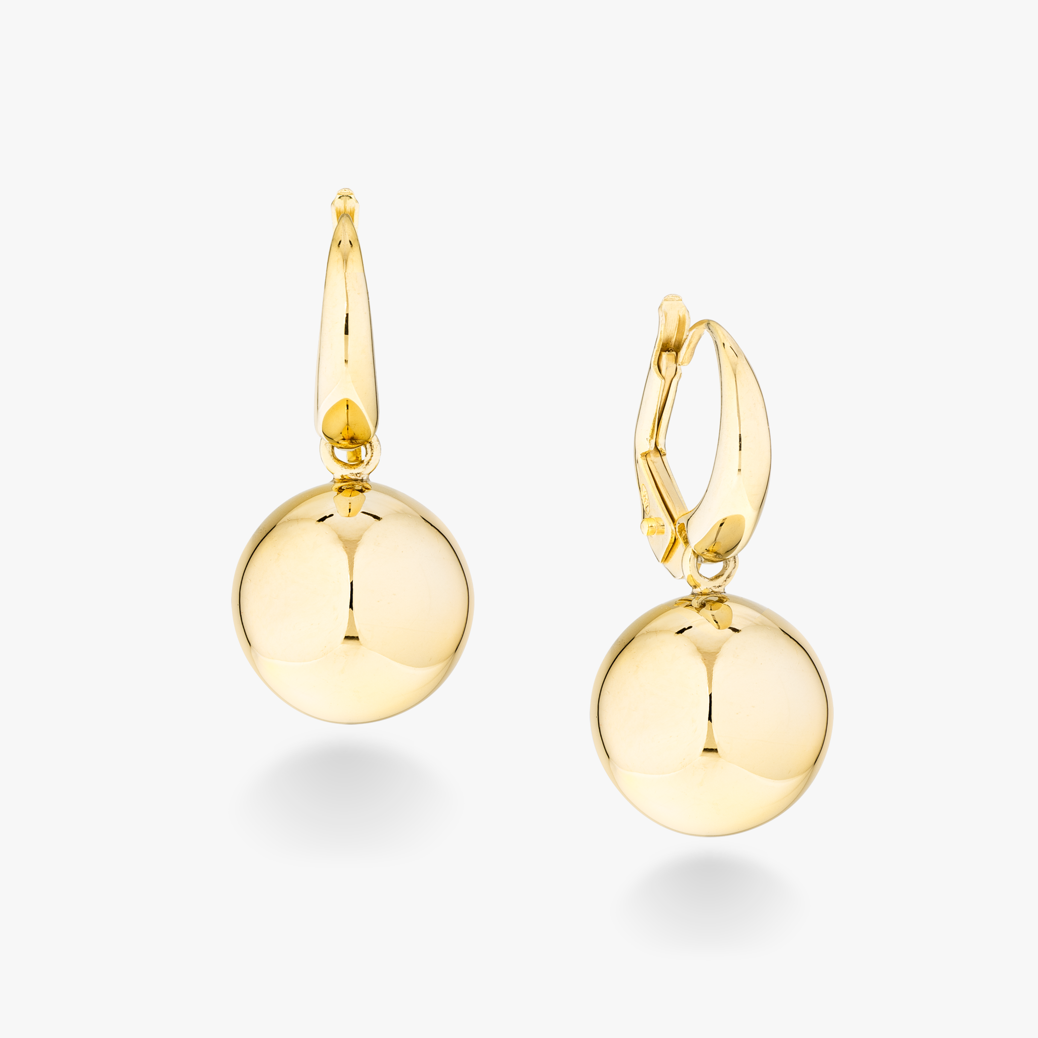 Round Bead Dangle Leverback Earrings in 18k gold over sterling silver, 12mm