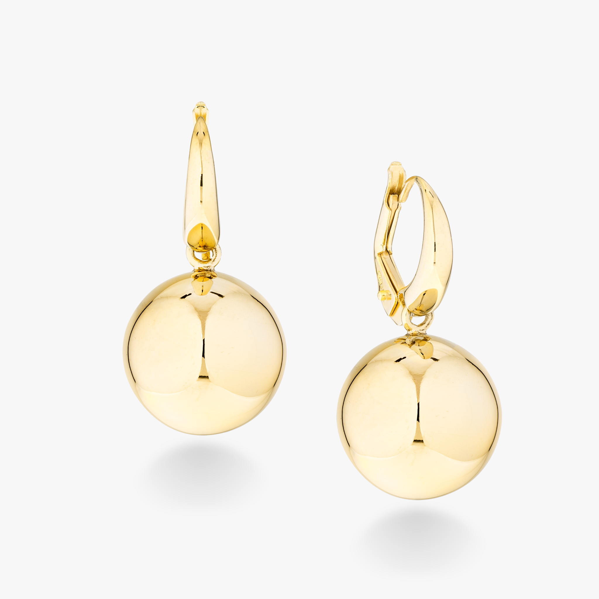 Round Bead Dangle Leverback Earrings in 18k gold over sterling silver, 14mm