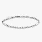 Round Box Chain Bracelet in Sterling Silver, 3.5mm