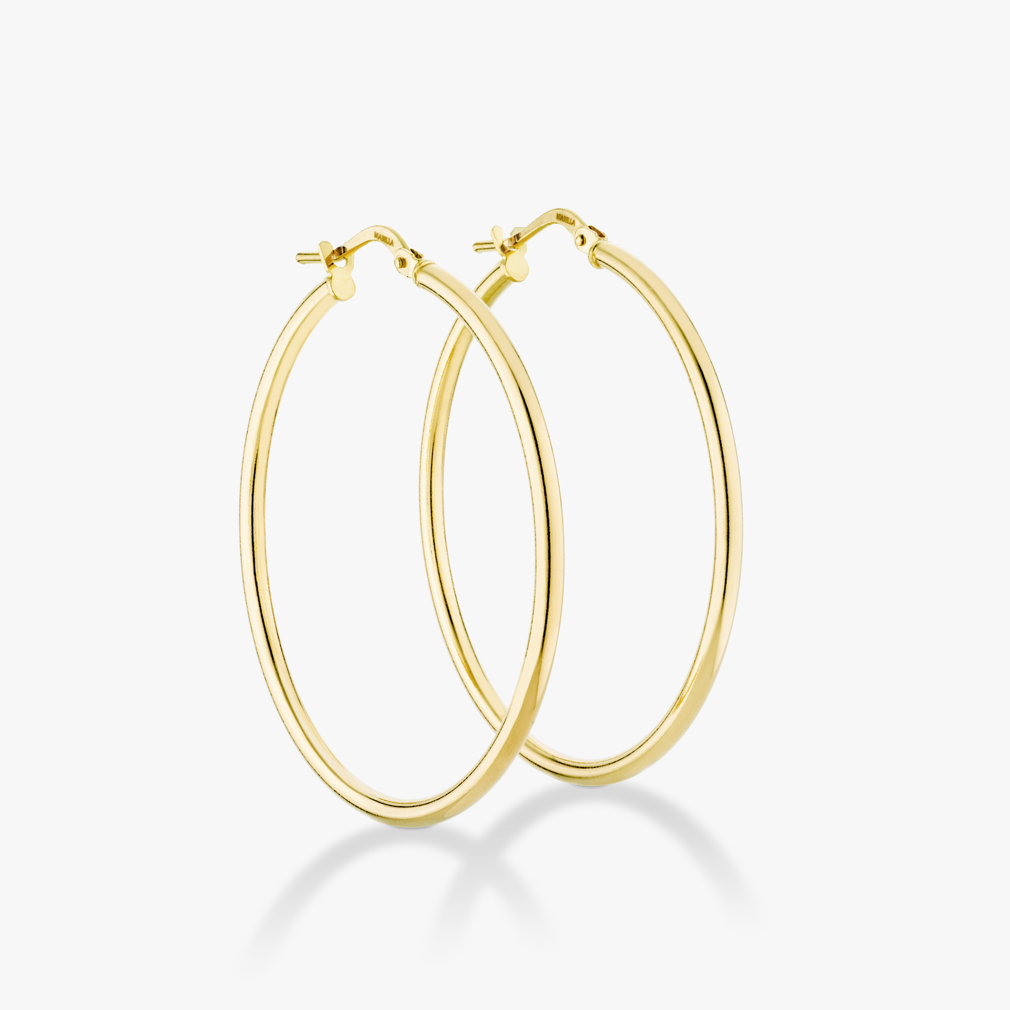 Round Hoop Lightweight Earrings in 18Kt Gold Plated Sterling Silver, 40mm