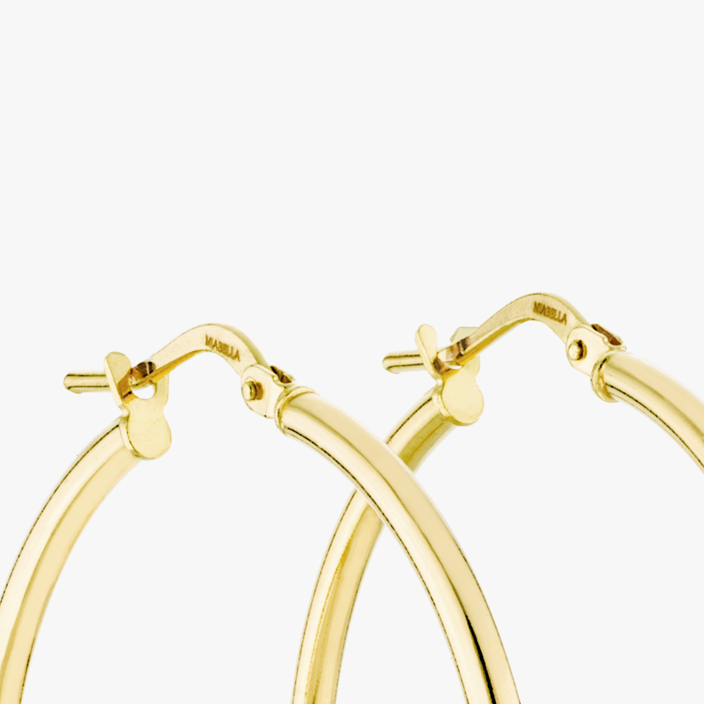 Round Hoop Lightweight Earrings in 18Kt Gold Plated Sterling Silver, 40mm