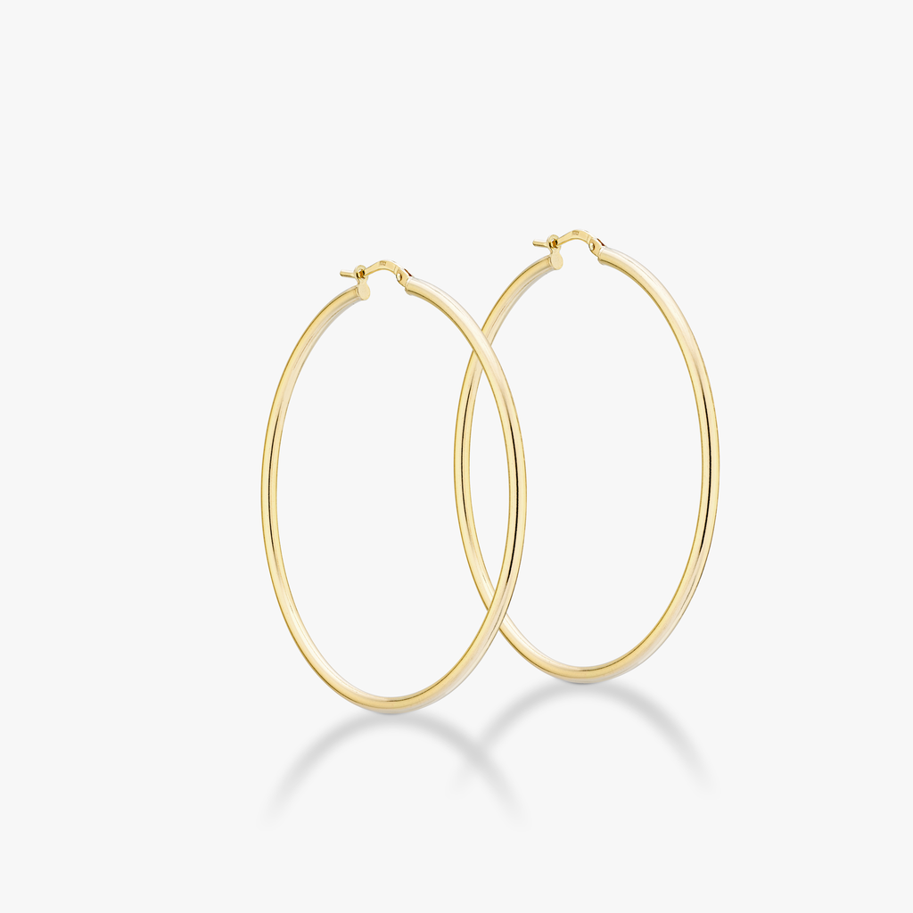 Round Hoop Lightweight Earrings in 18k gold over sterling silver, 50mm