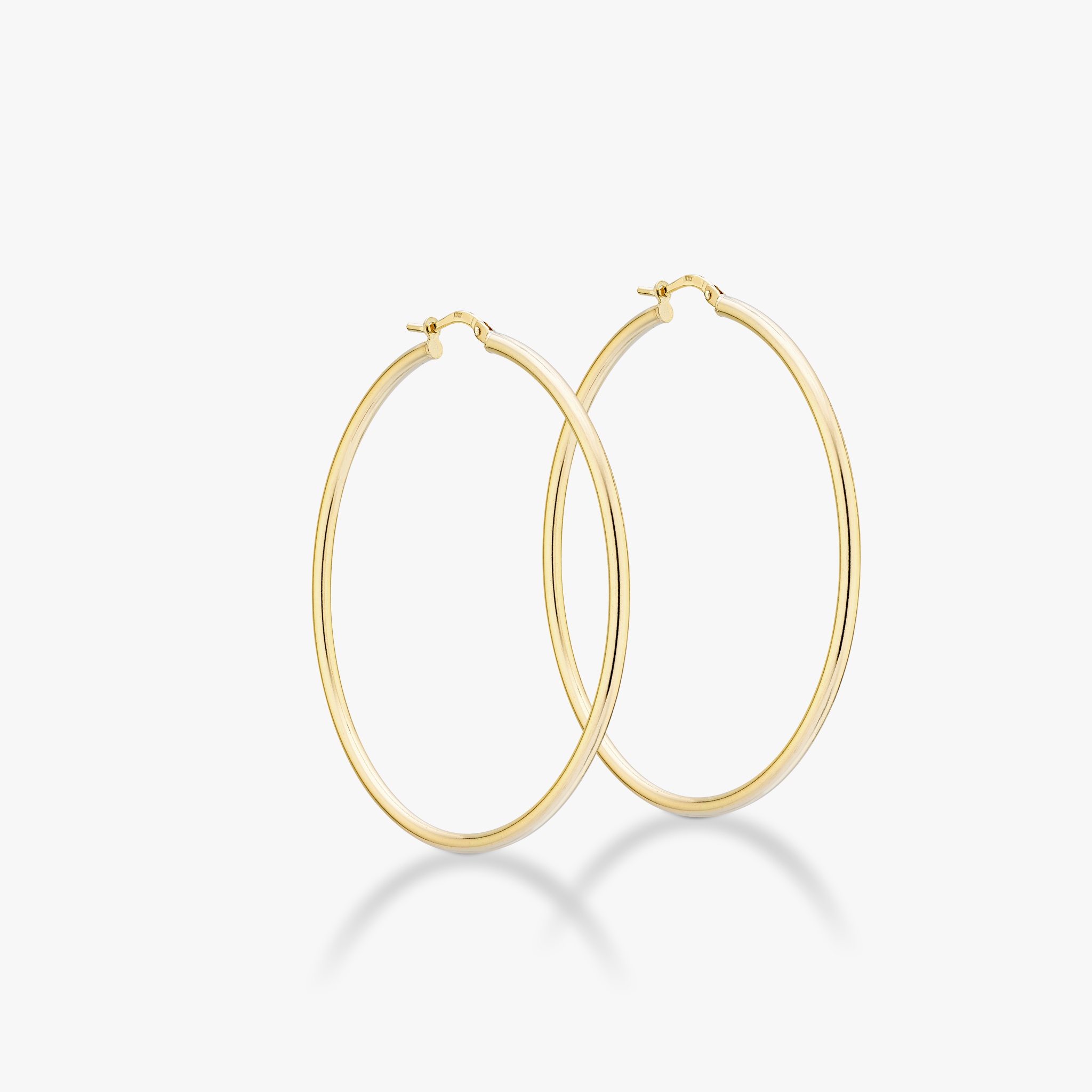 Round Hoop Lightweight Earrings in 18k gold over sterling silver, 50mm