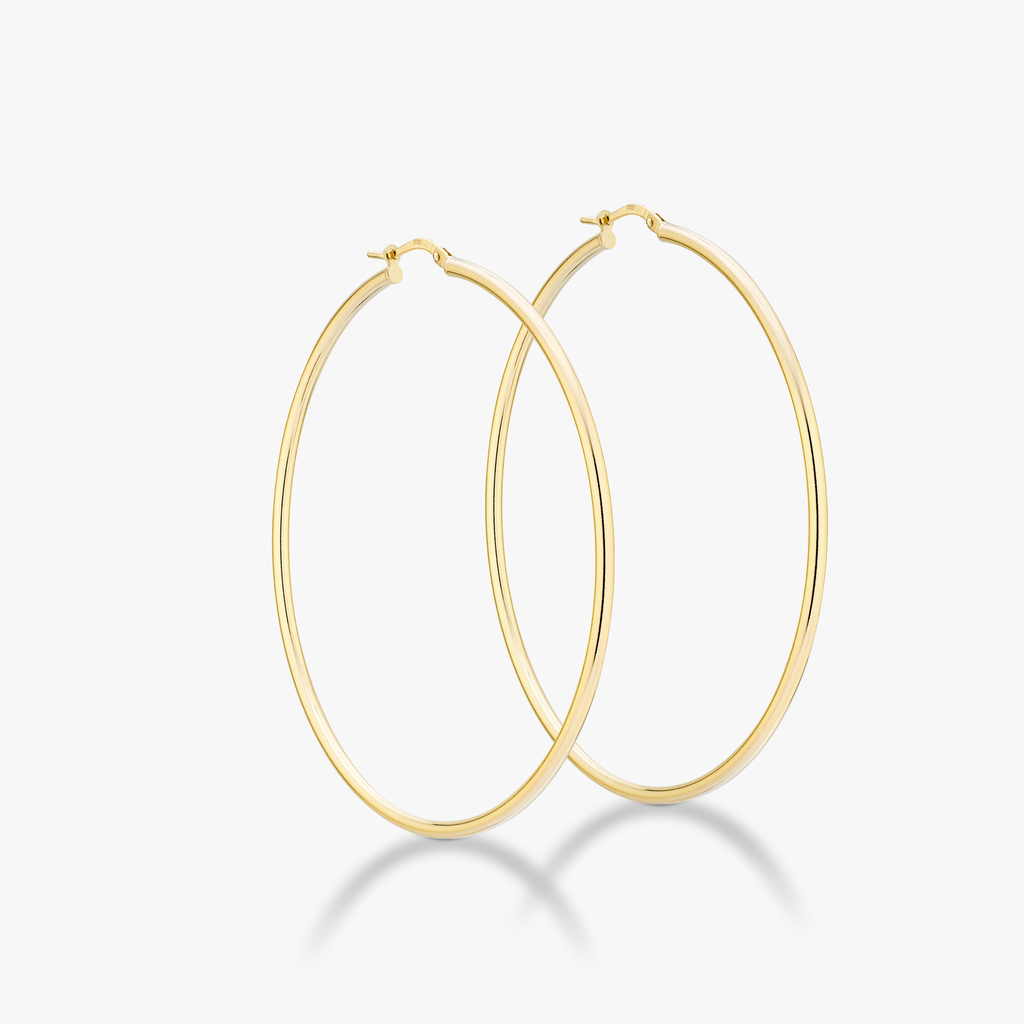 Round Hoop Lightweight Earrings in 18k gold over sterling silver, 60mm