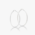 Round Hoop Lightweight Earrings in sterling Silver, 50mm