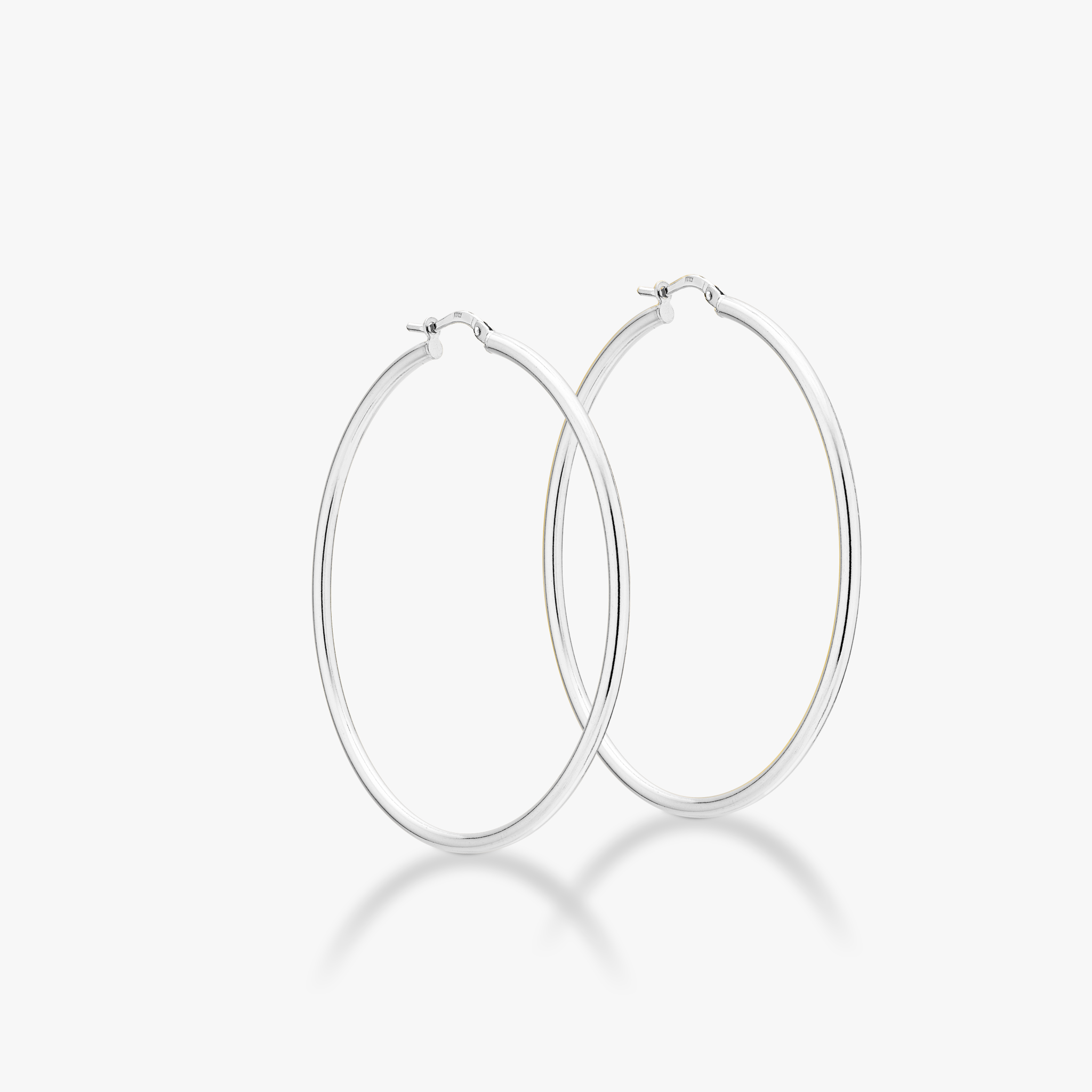 Round Hoop Lightweight Earrings in sterling Silver, 50mm
