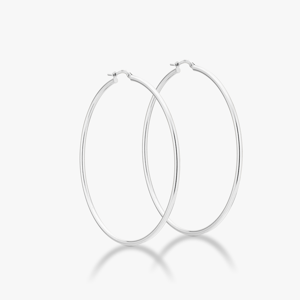 Round Hoop Lightweight Earrings in sterling Silver, 60mm