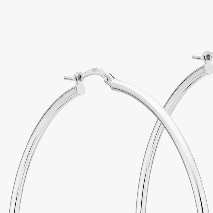 Round Hoop Lightweight Earrings in sterling Silver, 60mm