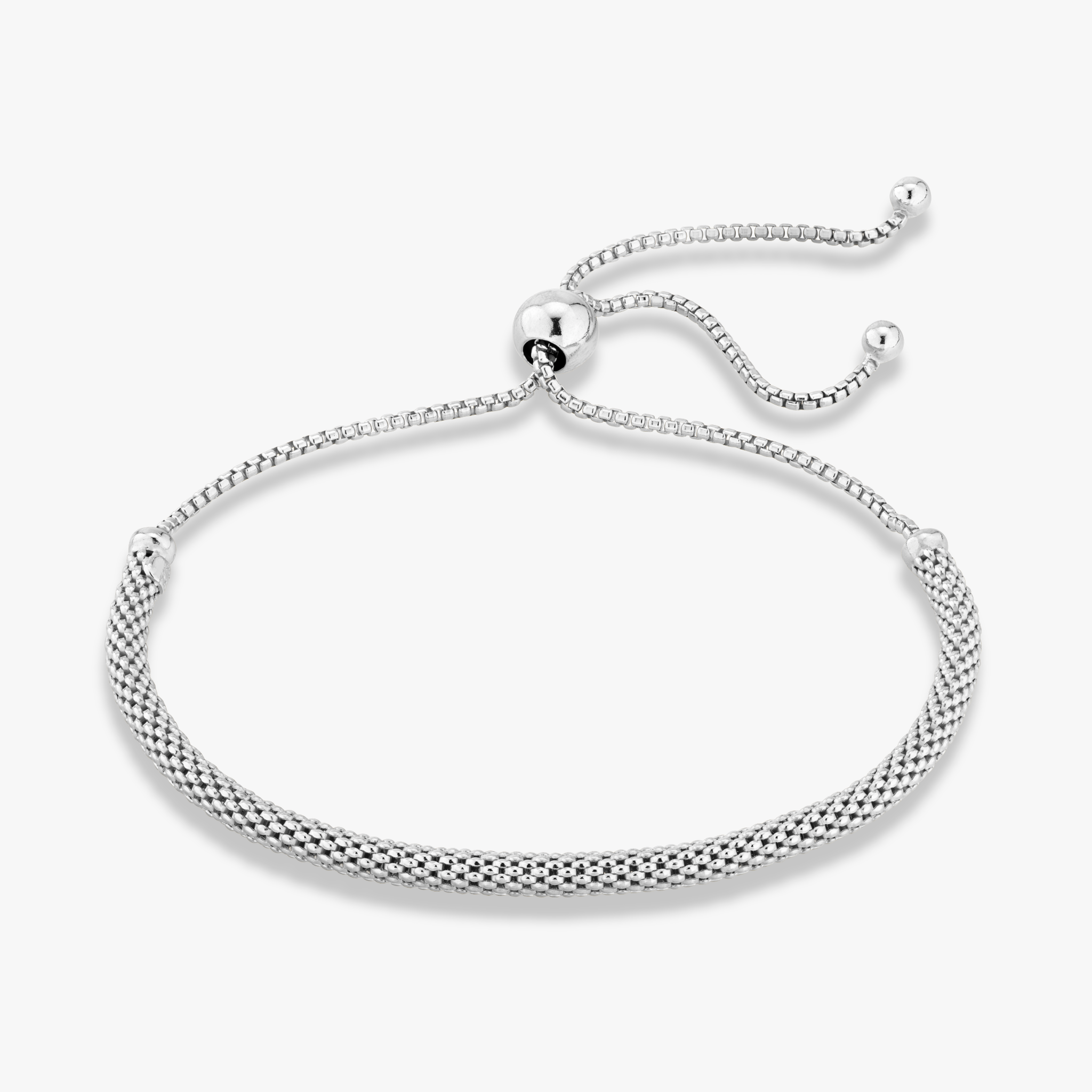 Round Mesh Adjustable Bolo Bracelet in Sterling Silver, 3mm