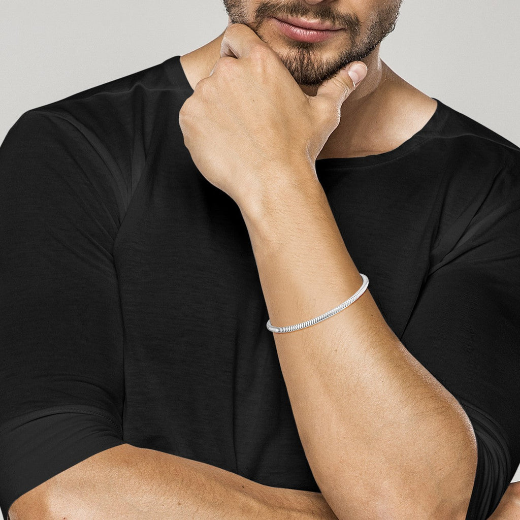 Round Snake Bracelet in Sterling Silver, 3mm