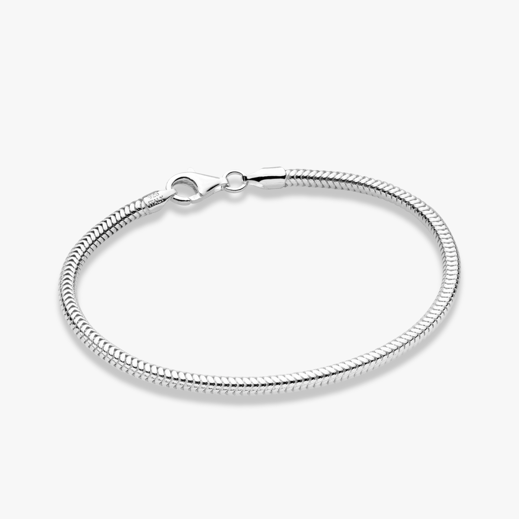 Round Snake Bracelet in Sterling Silver, 3mm
