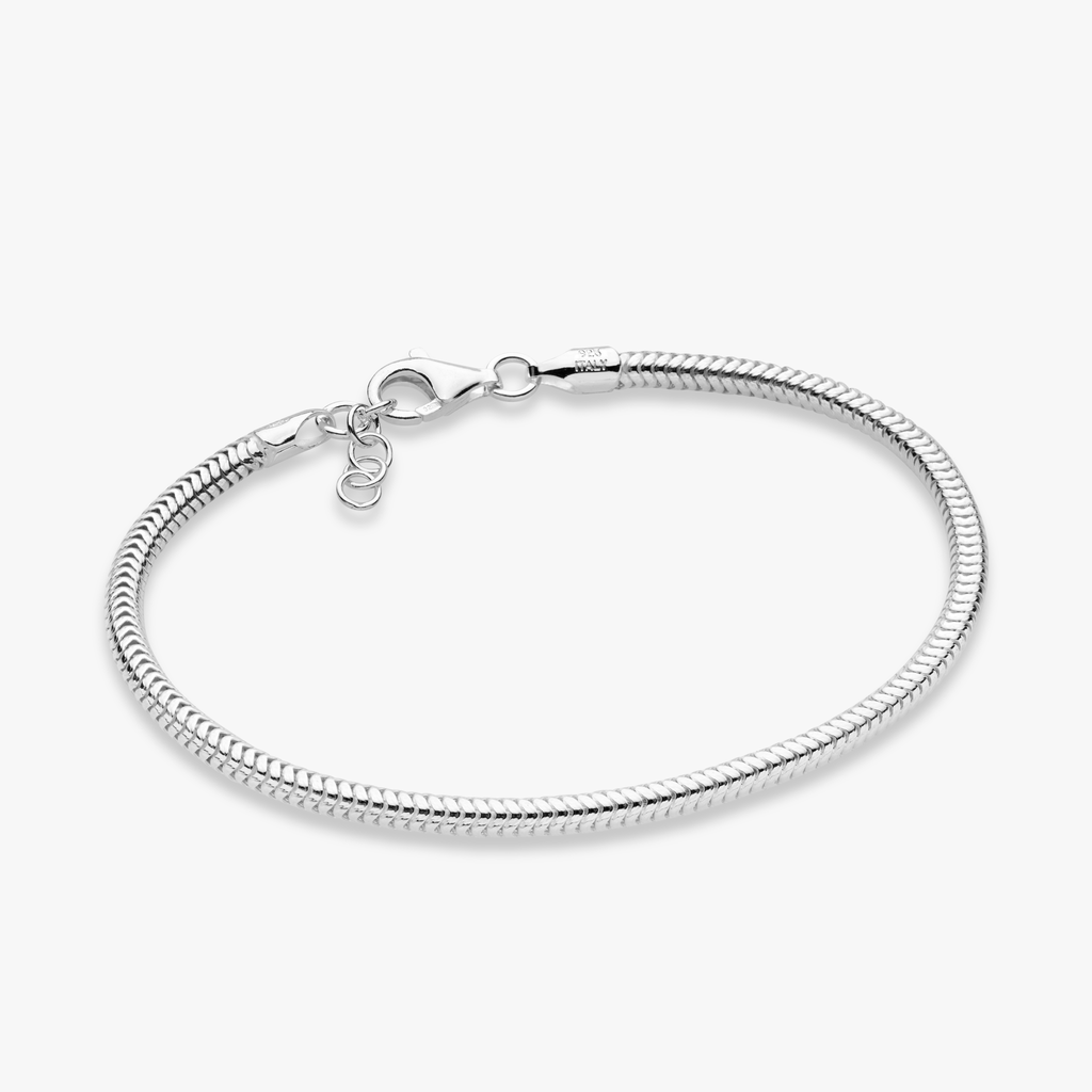 Round Snake Bracelet in Sterling Silver, 3mm