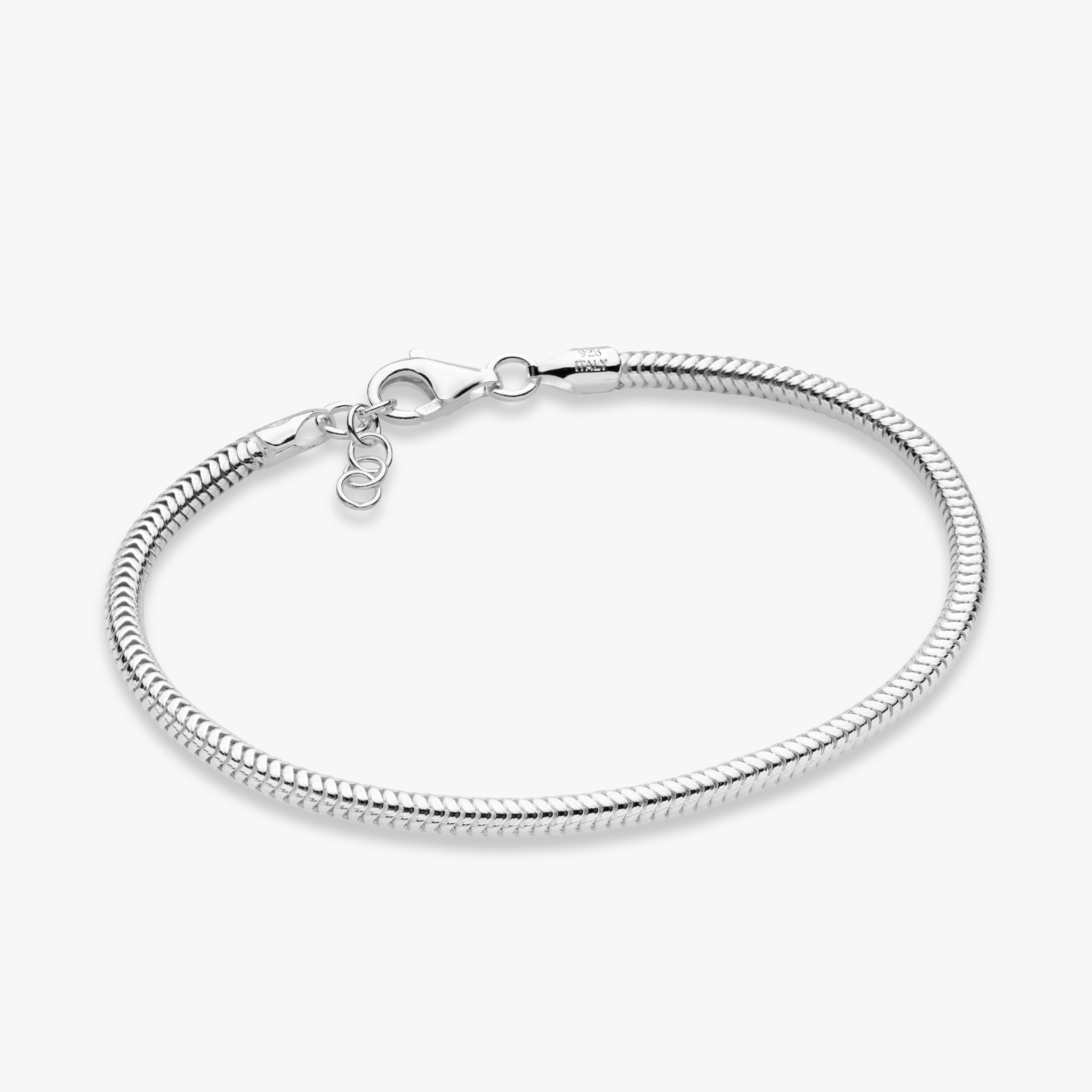 Round Snake Bracelet in Sterling Silver, 3mm