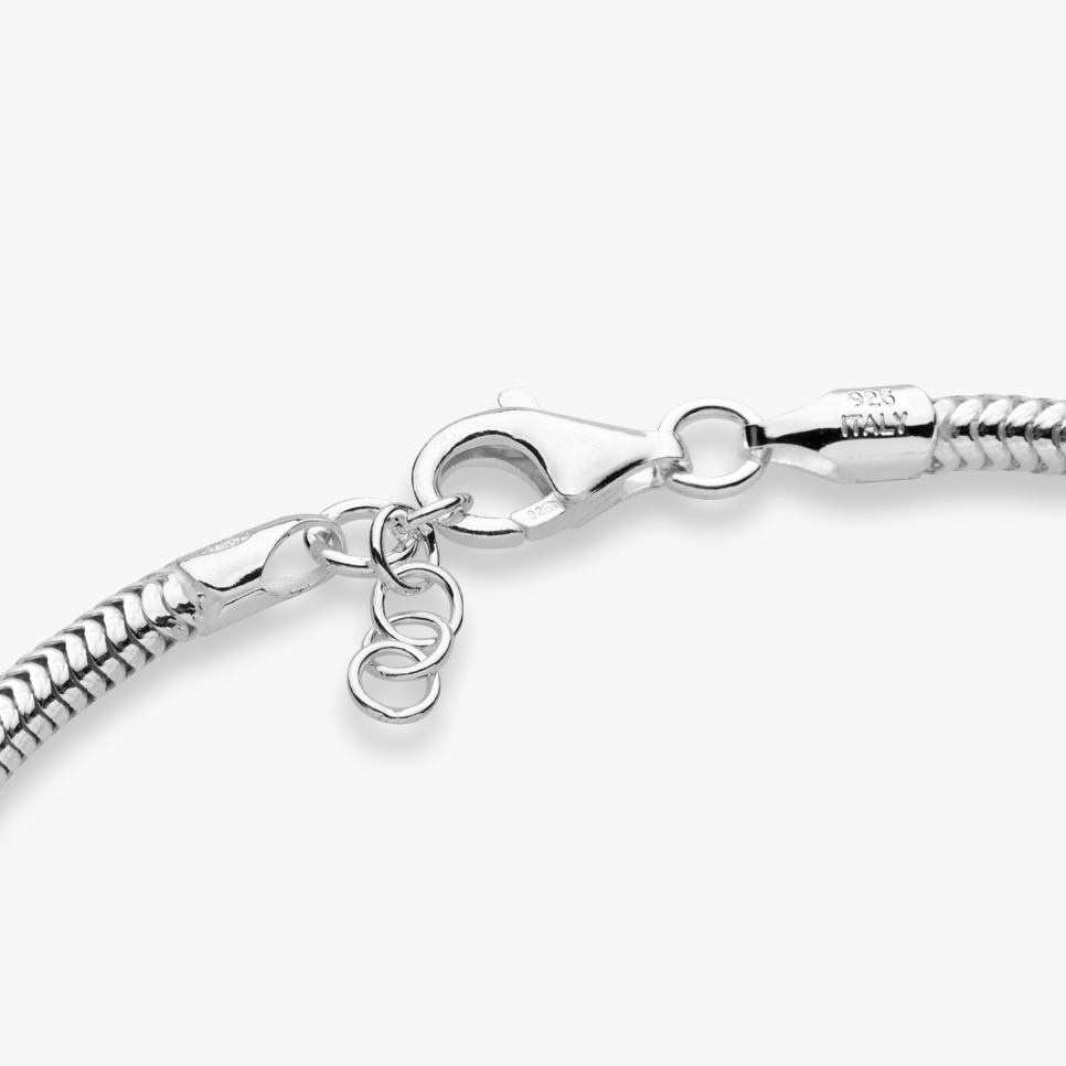 Round Snake Bracelet in Sterling Silver, 3mm