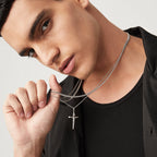 Thick Cuban Link Chain Necklace in Rhodium Plated Sterling Silver, 3.2mm