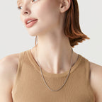 Rope Necklace in Rhodium Plated over Sterling Silver, 1.5mm