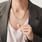 Braided Rope Italian Horn Pendant Necklace in Rhodium Plated Sterling Silver