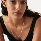 Open Box Chain Necklace in Rhodium Plated Sterling Silver, 3mm