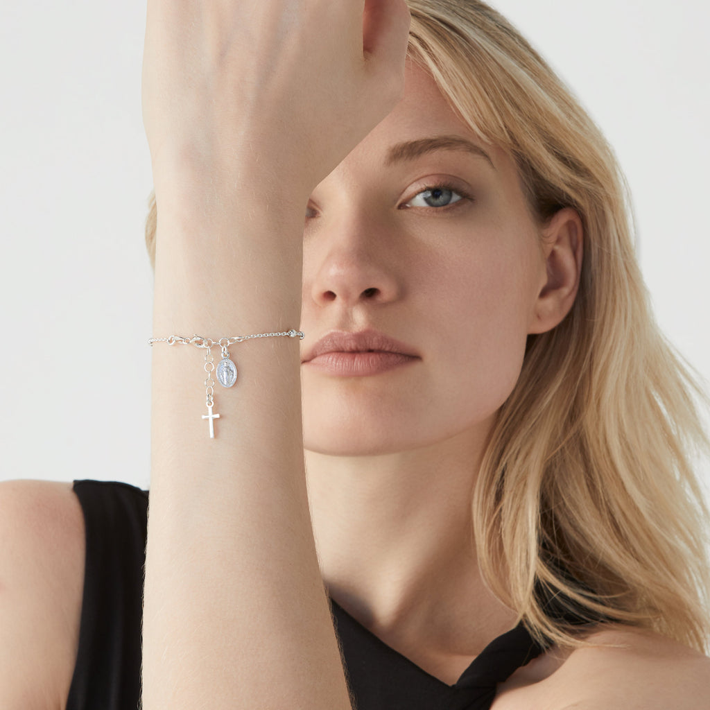 Rosary Adjustable Bracelet in Sterling Silver