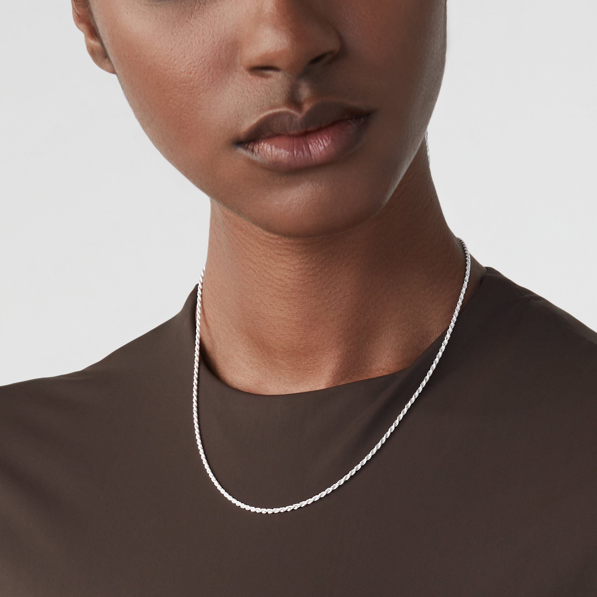 Rope Necklace in Sterling Silver, 2mm