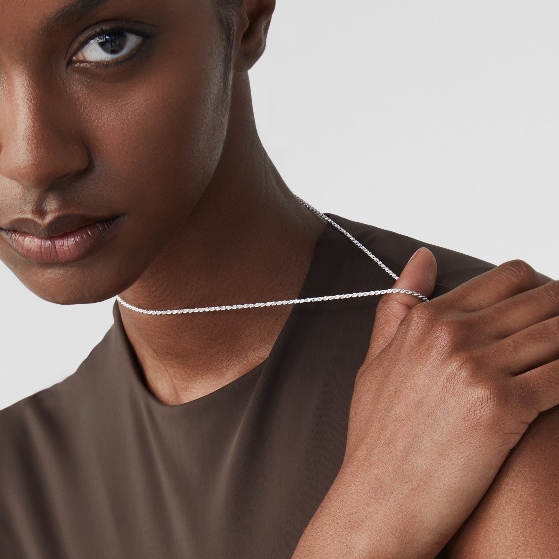 Rope Necklace in Sterling Silver, 2mm