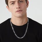 Figaro Chain Necklace in Sterling Silver, 7mm