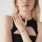 Natural Black Spinel Rosary Adjustable Bracelet in Sterling Silver