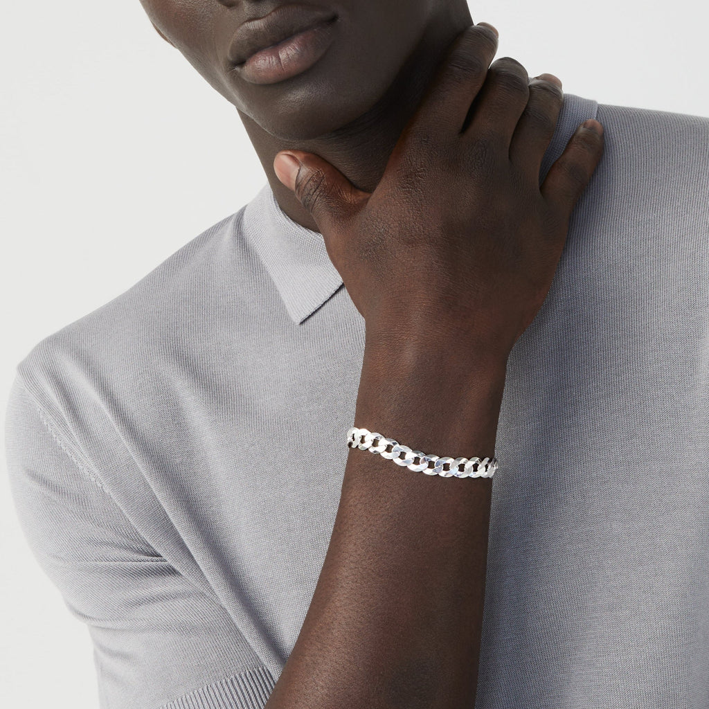 Cuban Chain Bracelet in Sterling Silver, 9mm