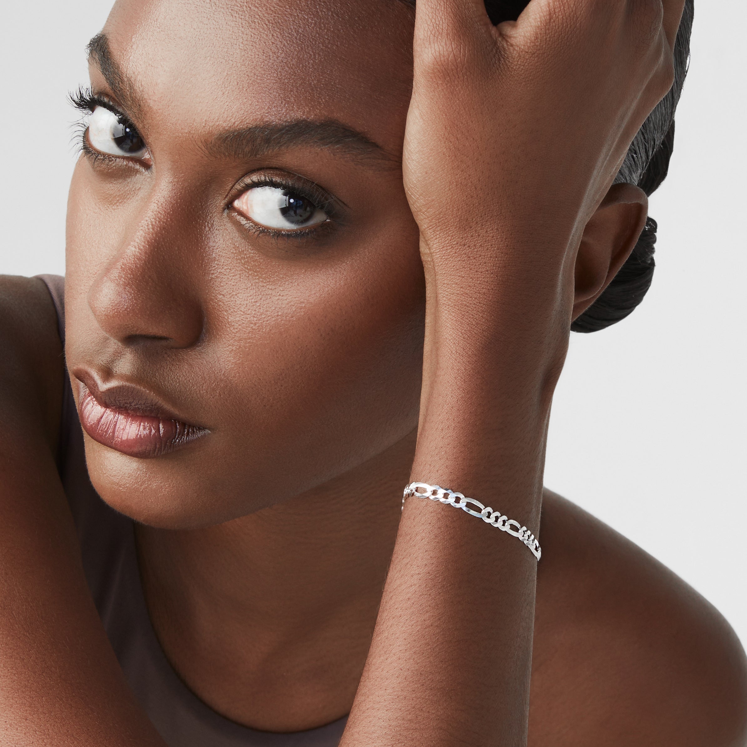 Figaro Chain Bracelet in Sterling Silver, 5mm