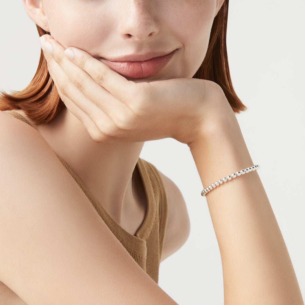 Bead Strand Bracelet in Sterling Silver, 4mm