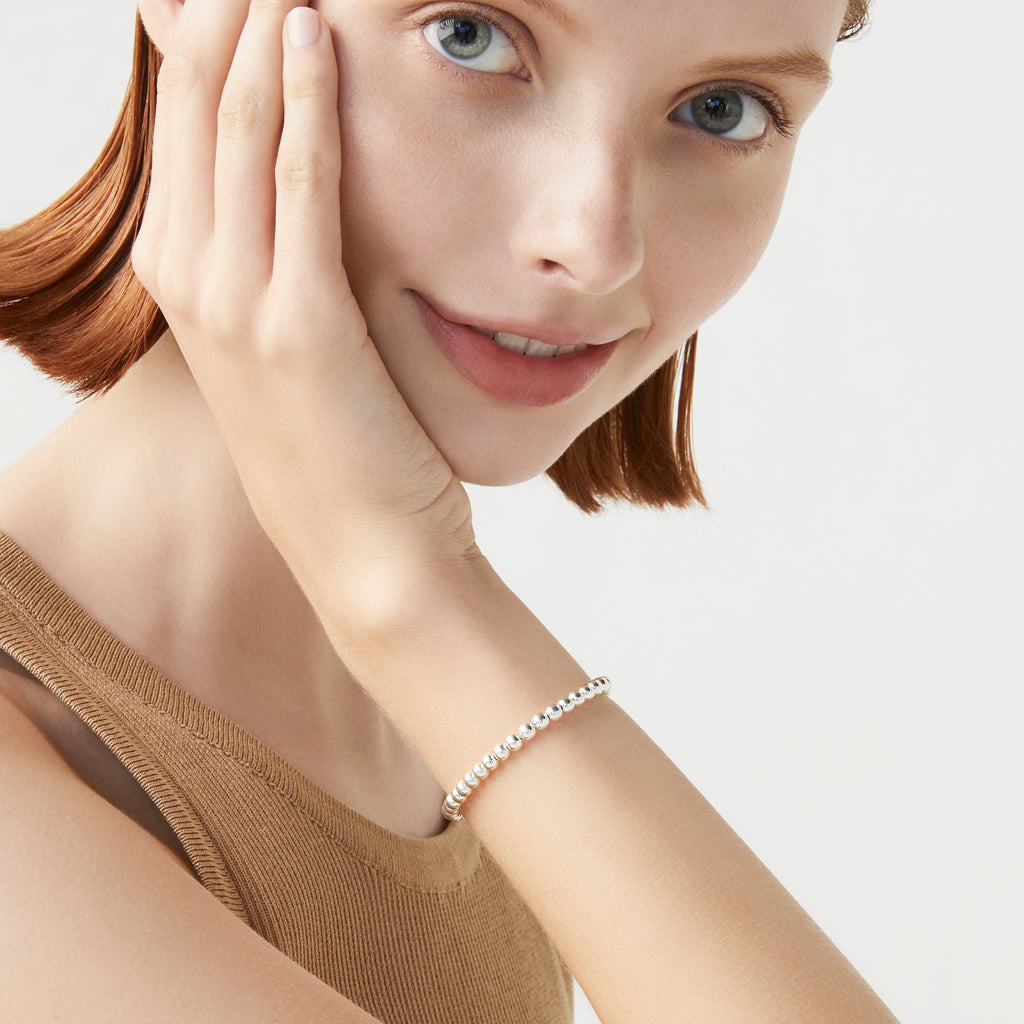 Bead Strand Bracelet in Sterling Silver, 4mm