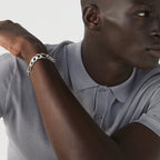 Figaro Chain Bracelet in Sterling Silver, 11mm