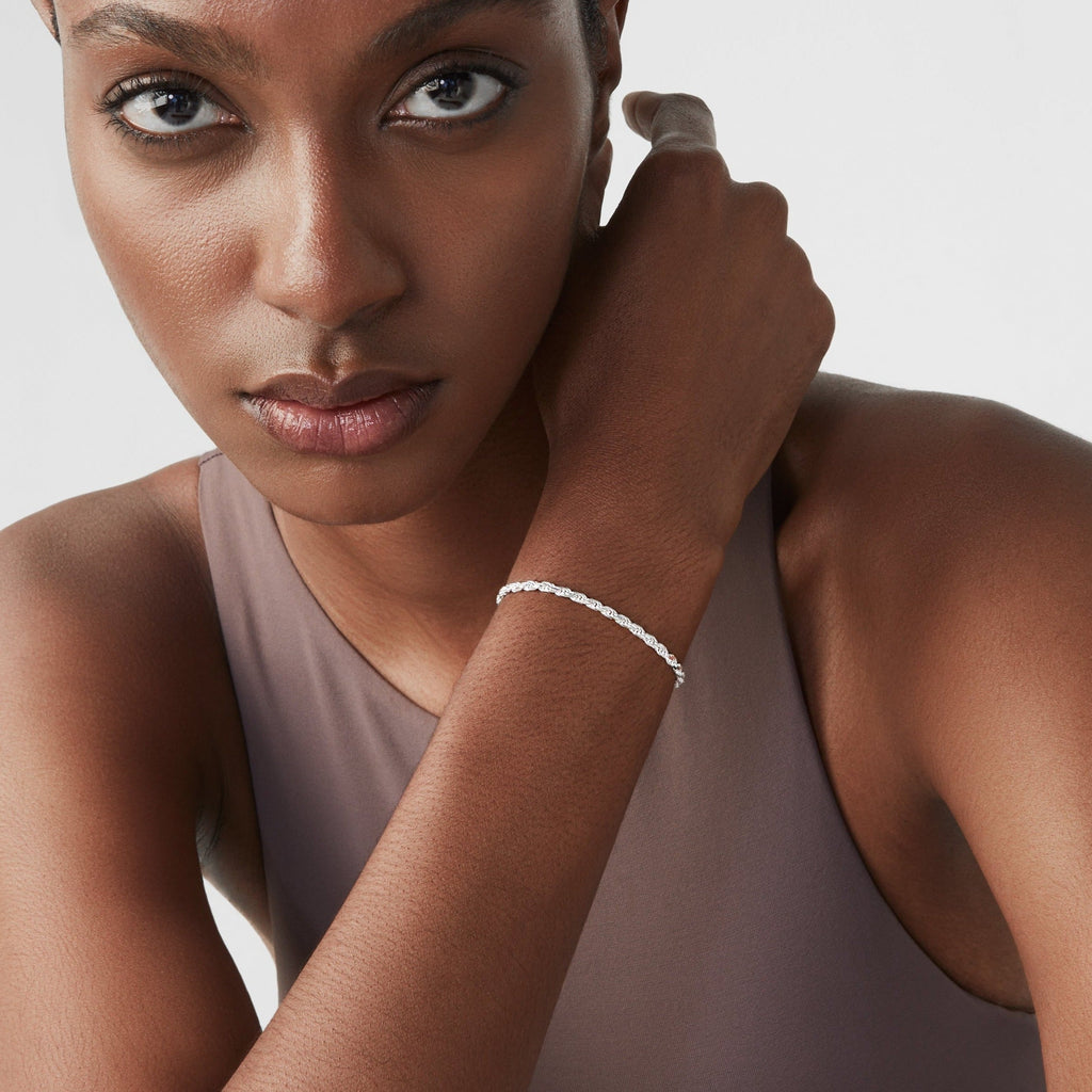 Rope Bracelet in Sterling Silver, 3mm