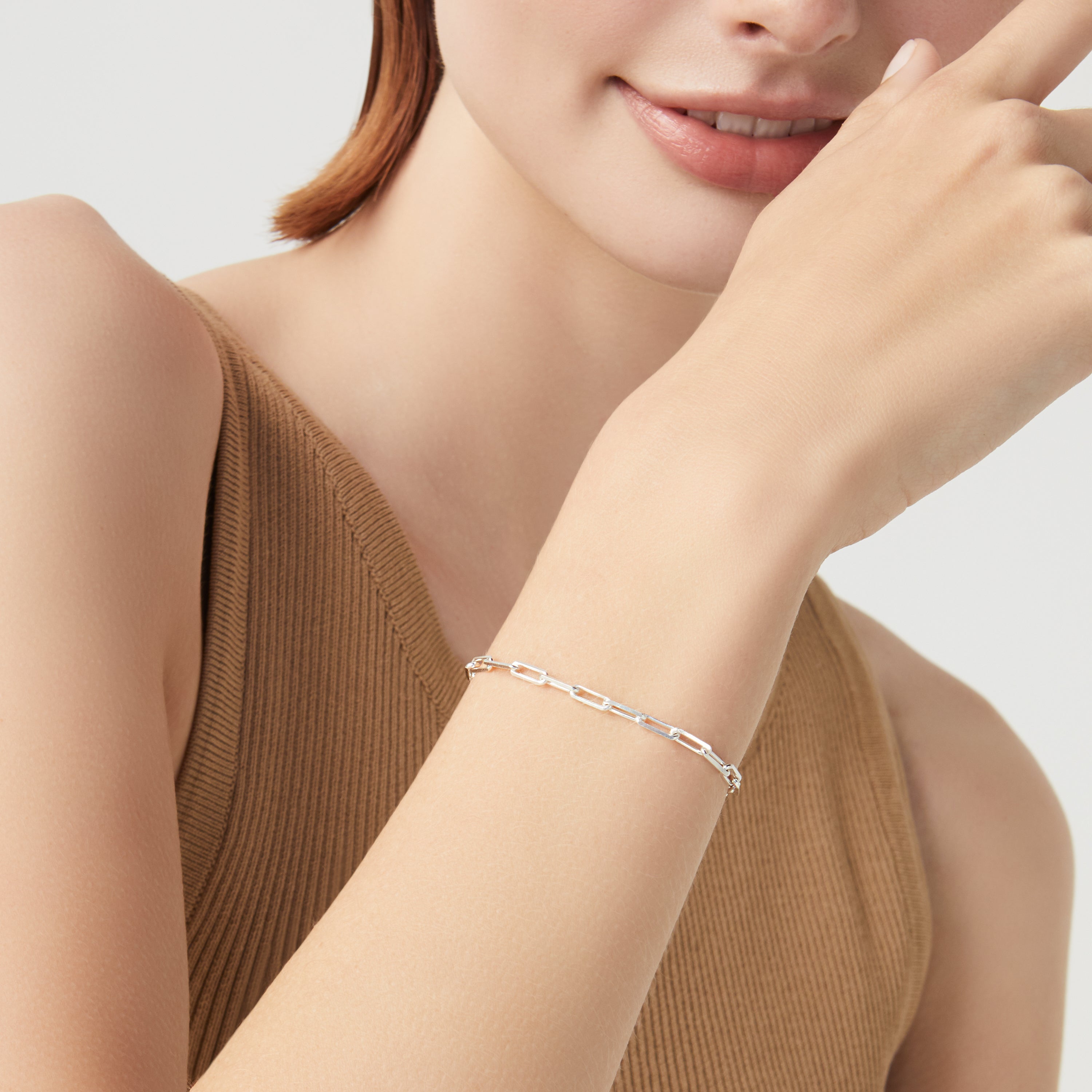 Paperclip Chain Bracelet in Sterling Silver, 3mm