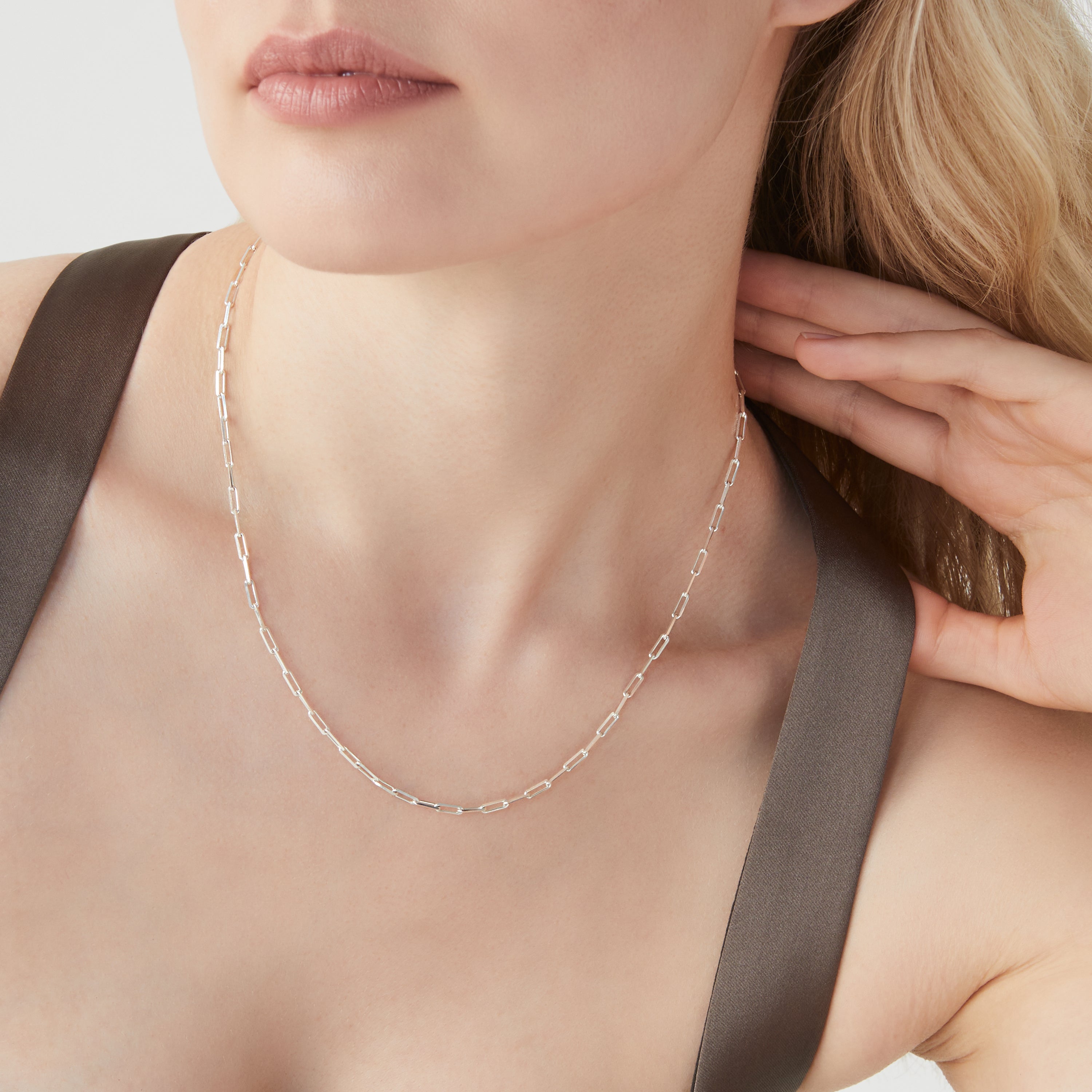 Paperclip Chain Necklace in Sterling Silver, 2.5mm