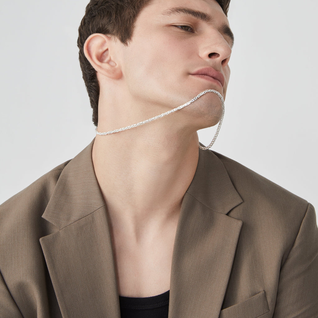 Square Byzantine Necklace in Sterling Silver, 3mm