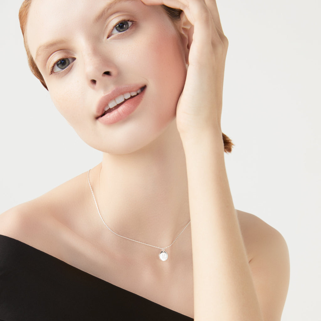 Adjustable Initial Pendant Necklace in Sterling Silver