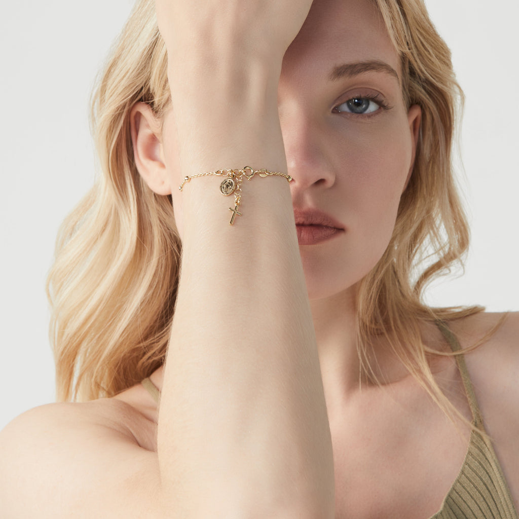 Rosary Adjustable Bracelet in 18k gold over sterling silver