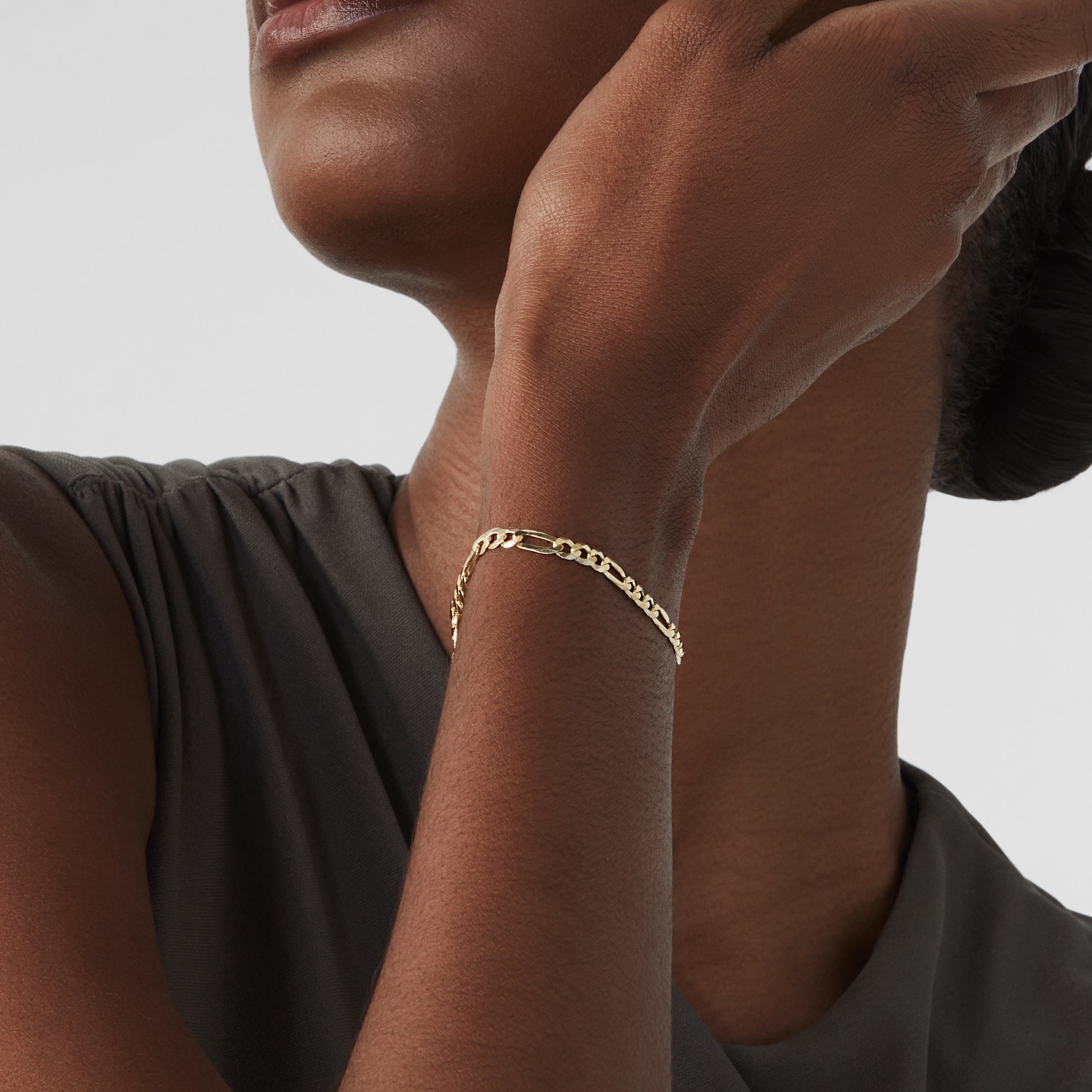 Figaro Chain Bracelet in 18k Gold Over Sterling Silver, 5mm