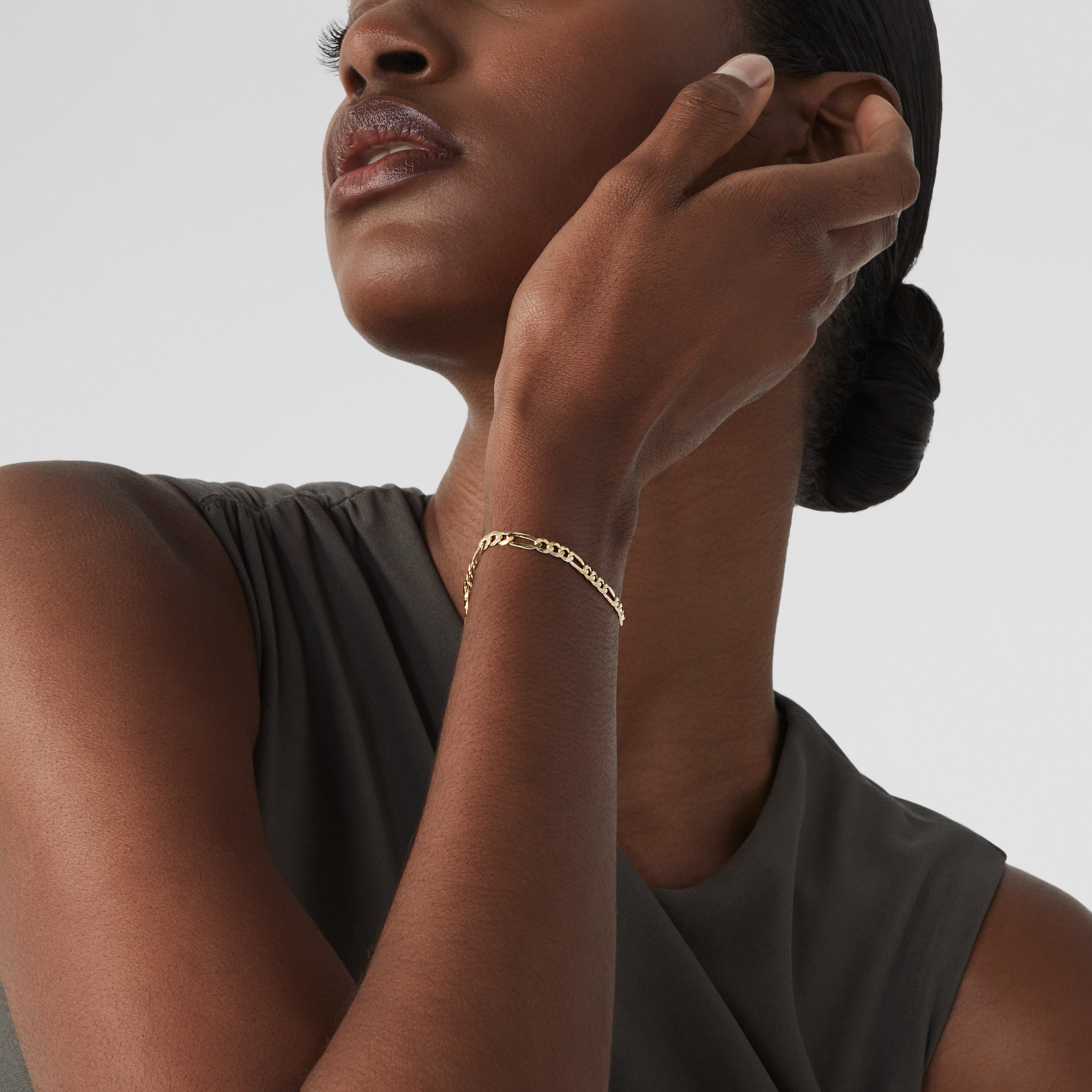 Figaro Chain Bracelet in 18k Gold Over Sterling Silver, 5mm