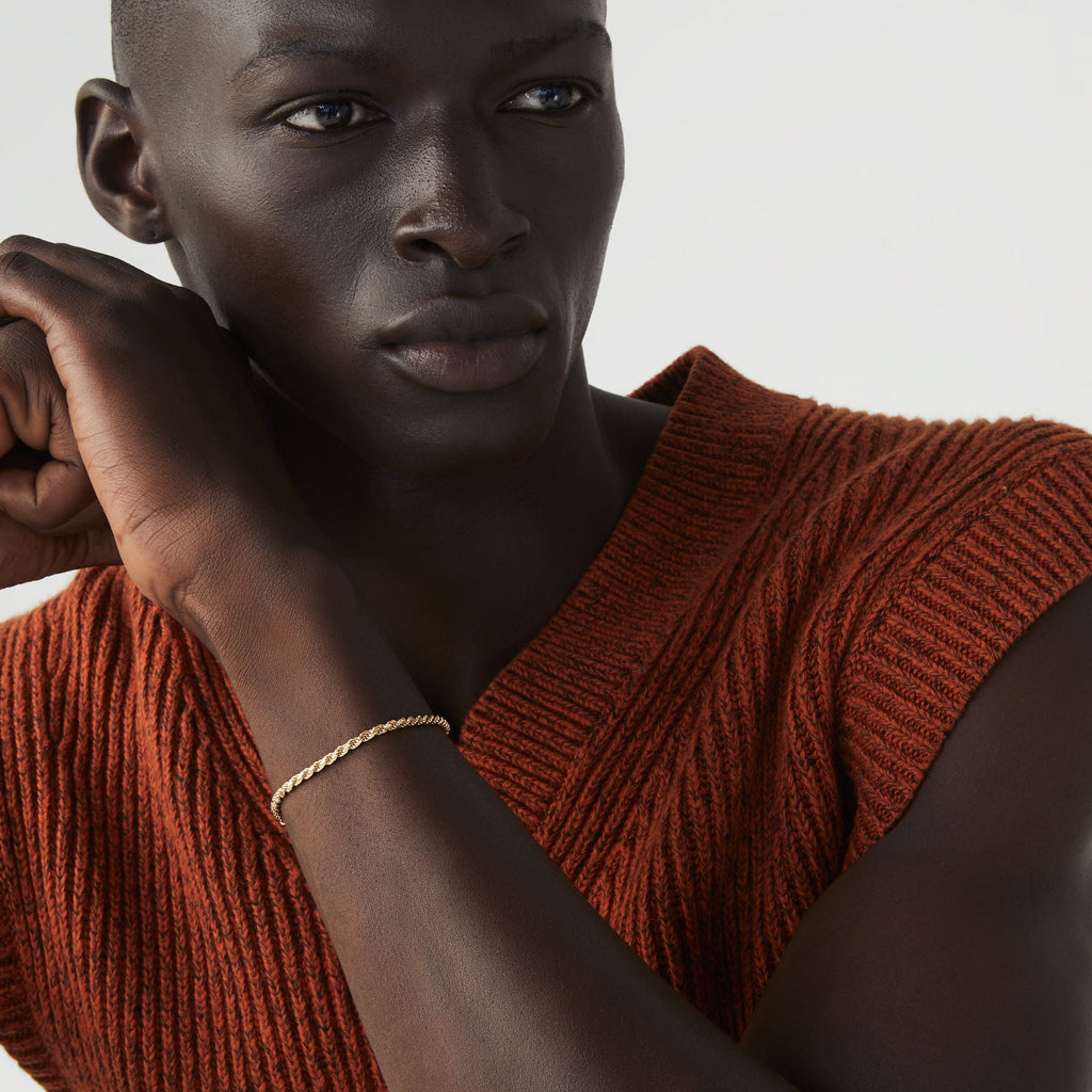 Rope Bracelet in 18k gold over sterling silver, 3mm