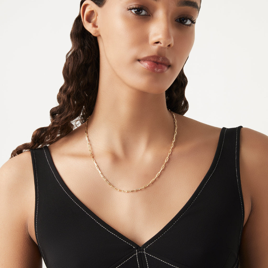 Paperclip Chain Necklace in 18K Gold Over Sterling Silver, 3mm